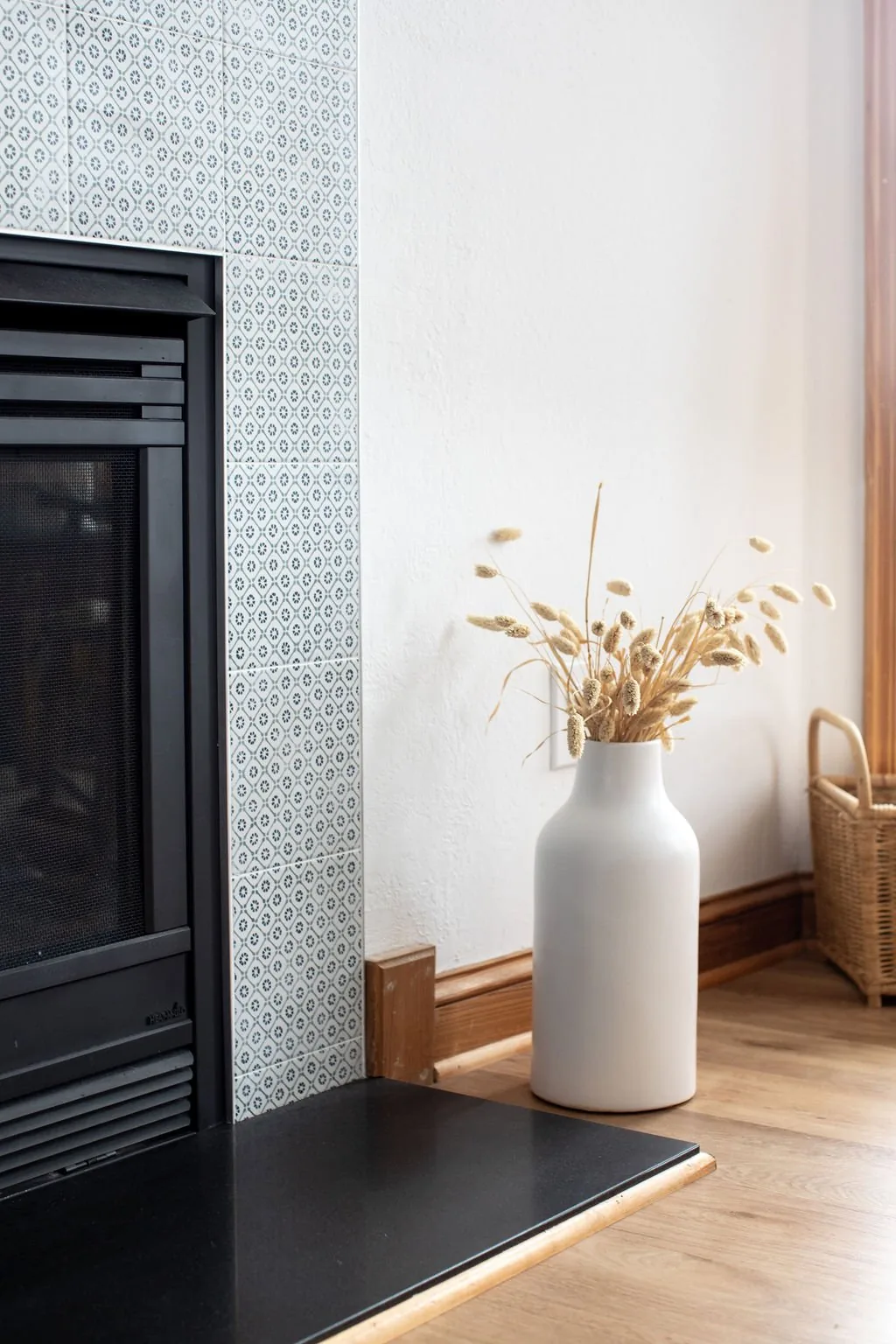 Fireplace with vase